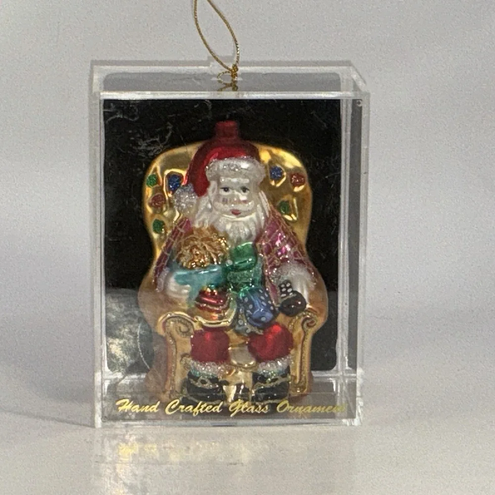 Santa Claus Hand Crafted Glass Christmas Ornament